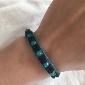 Blue and Black Elastic Bracelet